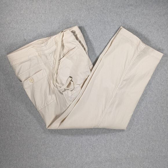 Soft Surroundings Cream Baggy Linen Blend Straight Leg Pockets Drawstring  Sz 12 - Picture 14 of 14
